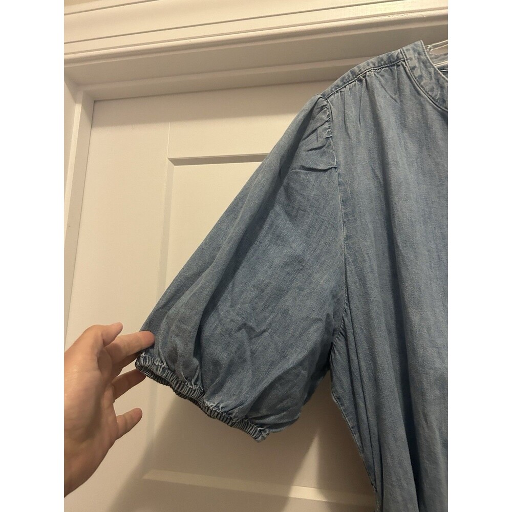 NWT $79 GAP Puff-Sleeve Denim Shirt Dress in Light Wash Blue Women’s XXL Tall - Picture 12 of 12